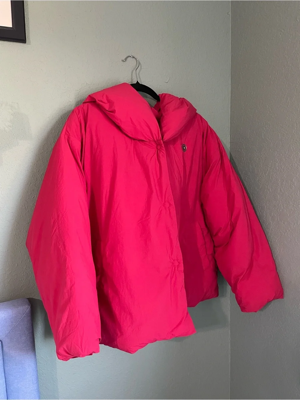 Free People Cozy Cloud Puffer Jacket Size XS Cherry Tomato Hooded Button Front